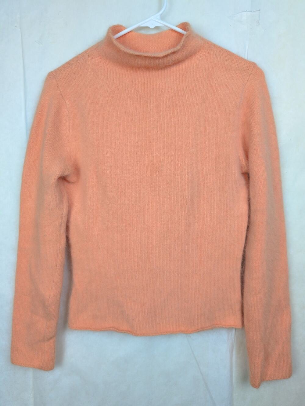 Vintage Twiggy rabbit angora peach mock neck sweater Size S Preppy Luxe Fuzzy